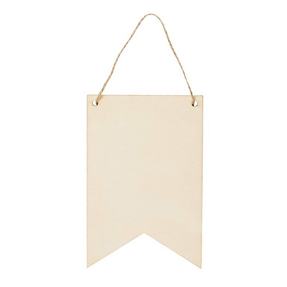 12/48 Pcs Natural Wooden Signs Banner Rustic Decorative Hanging Wooden Flag With Rope Wooden Craft Decor For Birthday Party: 12pcs