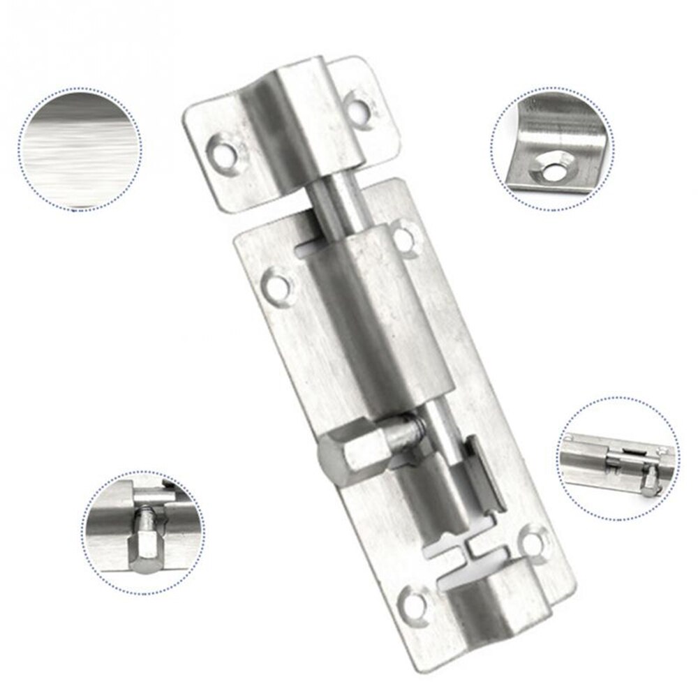 1.5/2/3/4 Inch Silver Stainless Steel Door Sliding Lock Barrel Bolt Durable Anti-theft Gate Safety Lock Home Decoration
