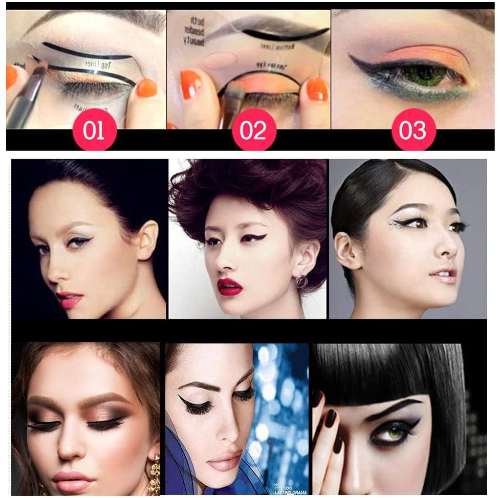 10 Pcs Eyeliner Stencil Kaarten Eye Liner Stickers Voor Perfect Smokey Ogen, eyeliner Gevleugelde & Kat Ogen Make-Up Tool, Herbruikbare