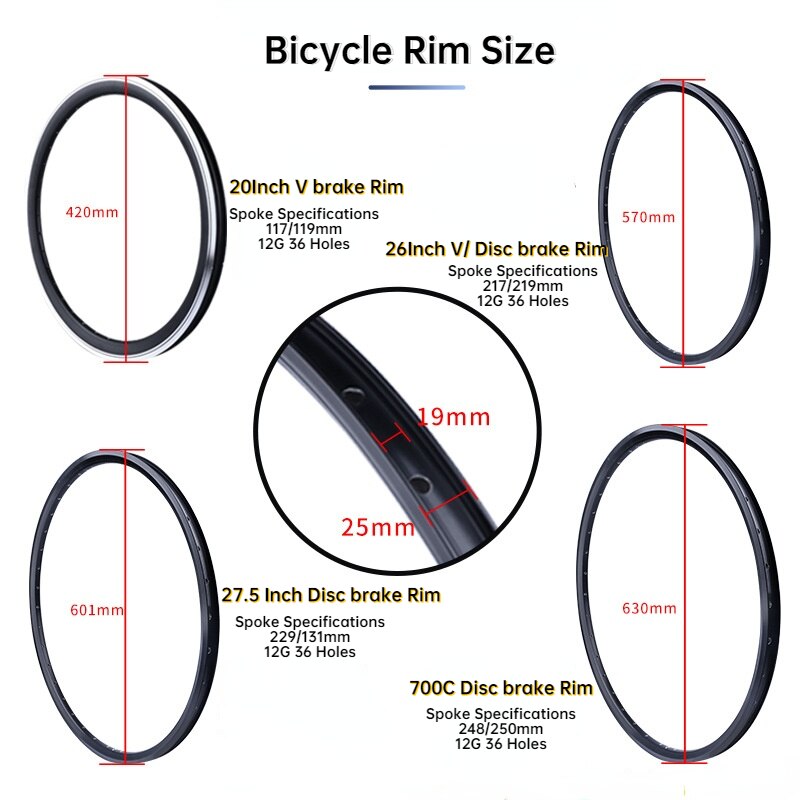 Mountainbike Doppel Ring Rand 20/26/27.5/700C 36 Speichen Löcher Aluminium Legierung dauerhaft Straße Fahrrad V Felge Rabatt Bremse Felge
