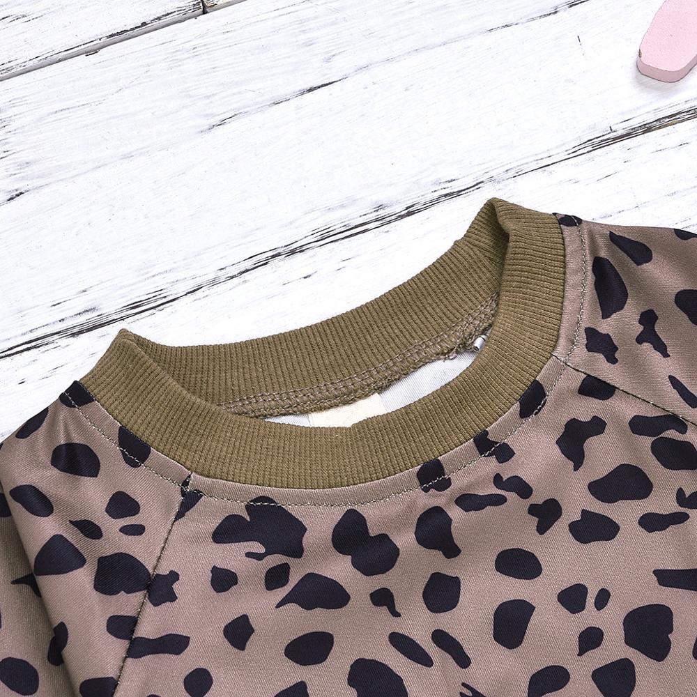 Toddler baby piger leopard print pullover sweatshirt langærmede toppe afslappet tøj med godt til 6-24m børn