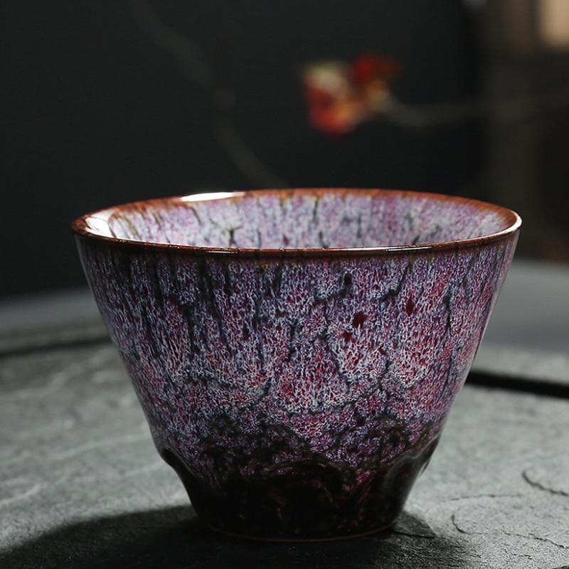 120Ml Chinese Retro Handgemaakte Willekeurige Textuur Kleur Glazuur Hoge Temperatuur Firing Keramische Theekopje Porselein Thee Cups Thuis Art Set