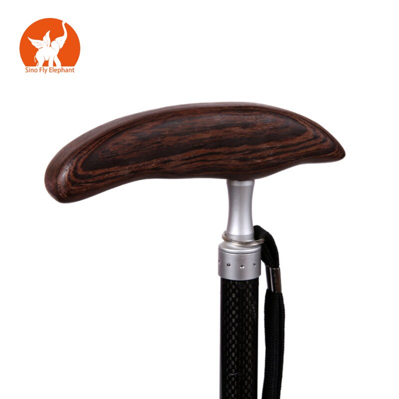 carbon fiber walking stick for hiking Outdoor Ultralight walking stick with wenge wood handle