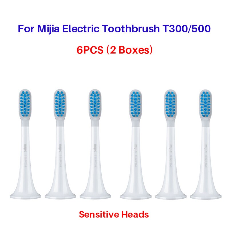 XiaoMi-cabezales de repuesto para cepillo de dientes eléctrico MIJIA Original, 3 uds., T100 T300 T500, embalaje en caja: 6PCS Sensitive heads