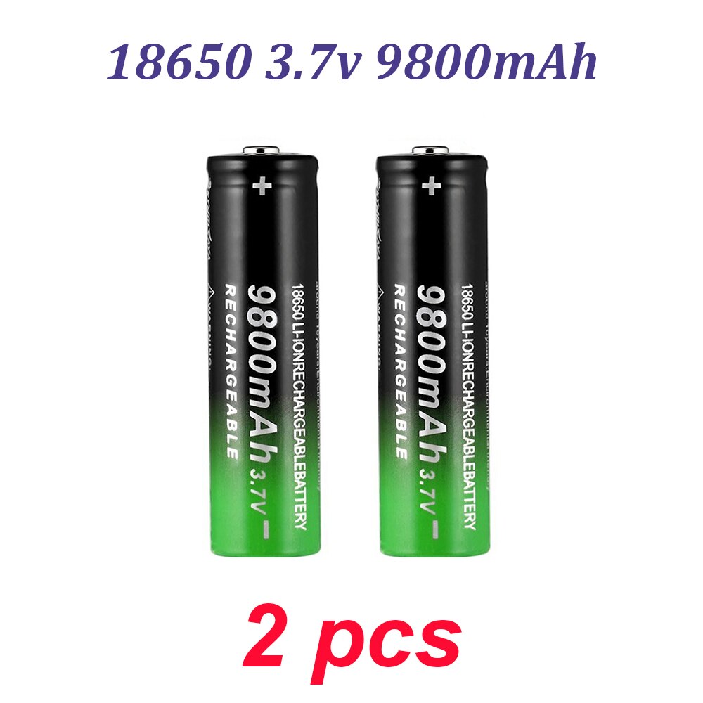 100% Fast Charging 18650 Battery 9800Mah 3.7V 18650B Li-Ion Flashlight Batteries+Charger: Gold