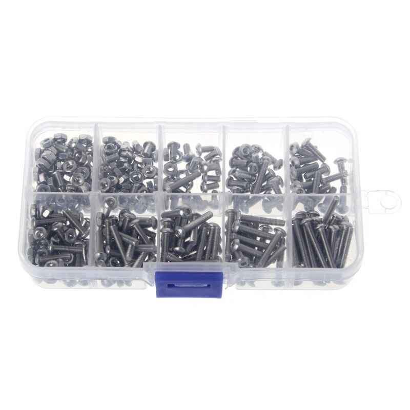 340Pcs M3 3mm Stainless Steel Button Head Allen Bolts Screws Nuts Assortment Kit