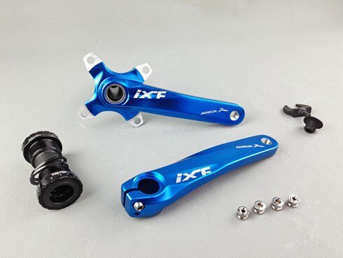 Aluminium fiets crank tandwiel mountainbike trapas crank gegroefde schijf mtb 104 bcd fiets onderdeel voor xt  m610 m590: Blauw