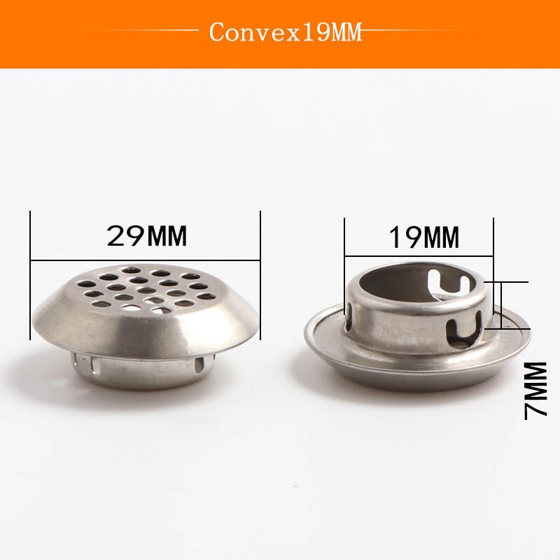 1pcs Dia.19mm/25mm/29mm/35mm/53mm Cabinet Air Vent Louver Mesh Hole round Stainless Steel Flat surface Convex surface: Convex 19mm