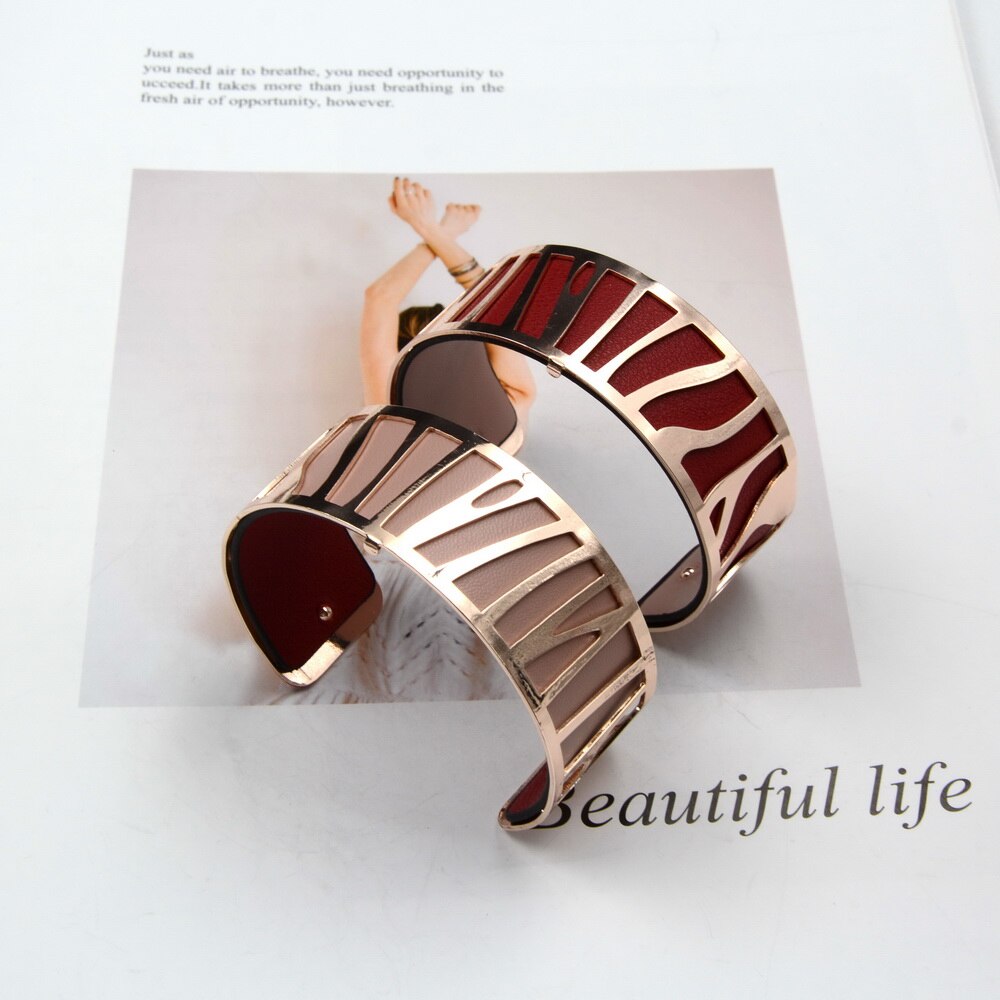 Pulsera de plata de primera ley con forma de Aro para mujer, brazalete ancho hueco, estilo Punk, europeo, 2,5 cm