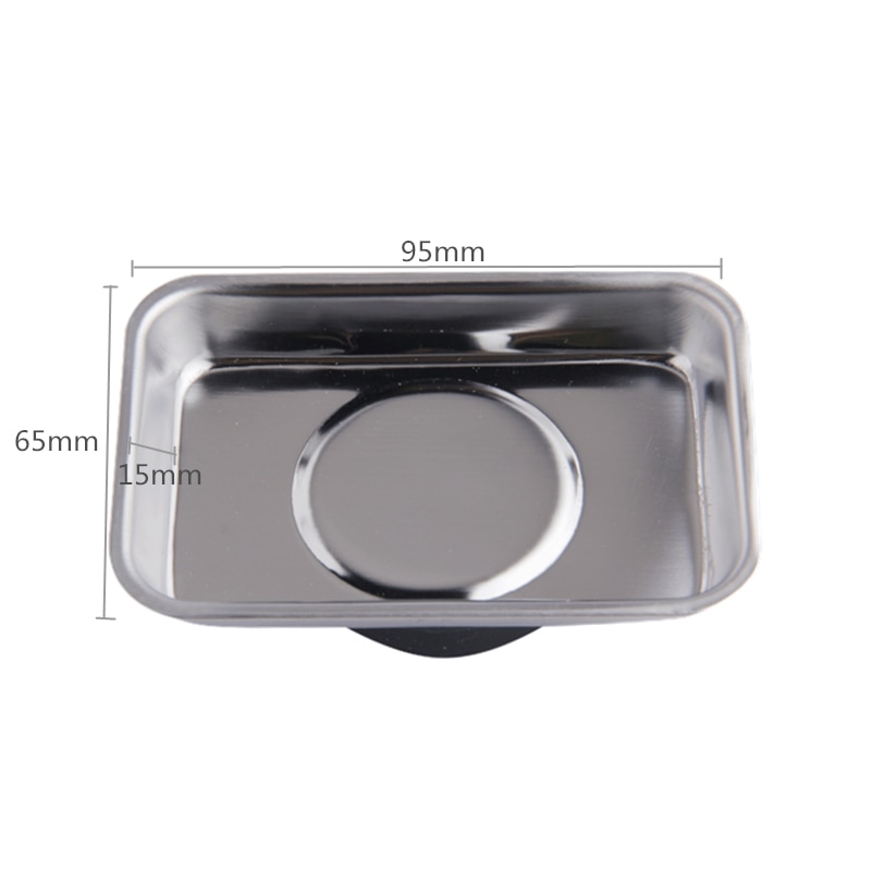 1Pc Magnetic Tray Stainless Steel Circular Square Screw Tray for Automotive Parts Suction Pad Absorb Dish Tools