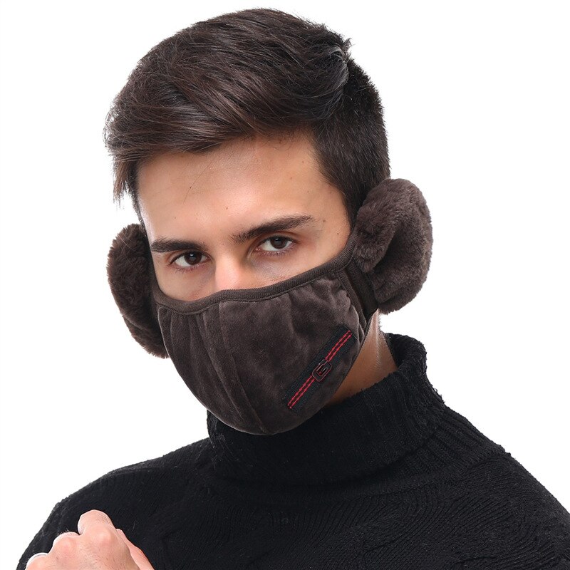 Winter Men Earmuff Mouth Cover Outdoor Men Muffler Earmuffs Breathable Windproof Men Riding Face Mouth Ear Warmer Earlap