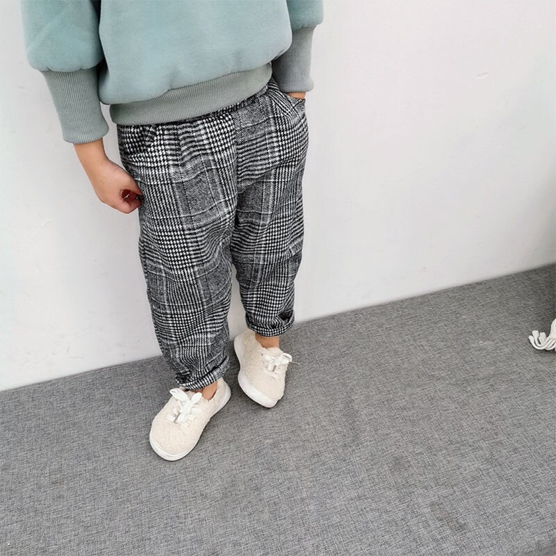 Jongens casual broeken lente geruite broeken kinderen losse lente en herfst kinder single broeken kinderkleding: Blauw / 90cm