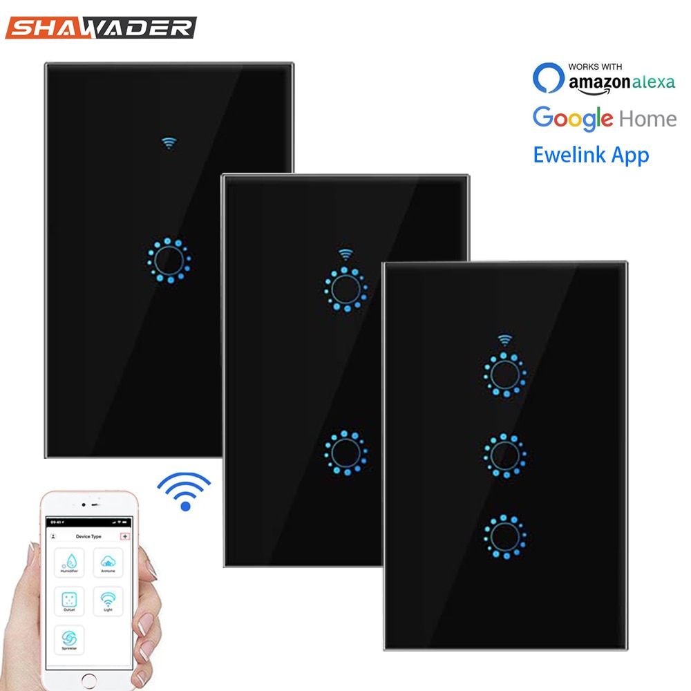 Smart WiFi Light Wall Switch Interruptor Inteligent Wireless Touch Glass Panel Wireless Remote Control Ewelink Alexa Google Home