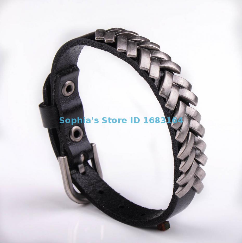 BL35 Schwarz Felsen Punk unisex Frauen Männer Armbinde Metall Besetzt Leder Armbinde Neue