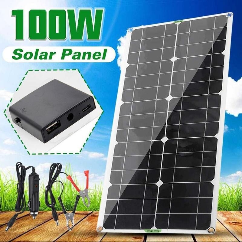 100w solcellepanel 10a/20a/30a/40a/50a fleksibelt solbatteri 18v celle udendørs campingbil båd solopladningskontrolpanel