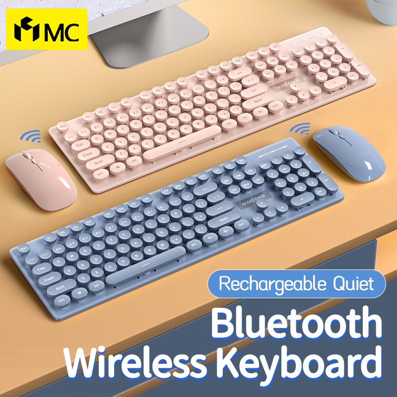 MC KM600 Wireless Keyboard and Mouse Combo Bluetooth Full Size 104 Keys Keyboard and Portable Wireless Mouse for Windows PC iPad