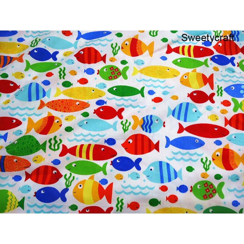 160*100Cm Katoen Stof Cartoon Vis Gedrukt Twill Quilten Patchwork Tecido Fat Quarters Doek Voor Diy Naaien Jurk bed Pop