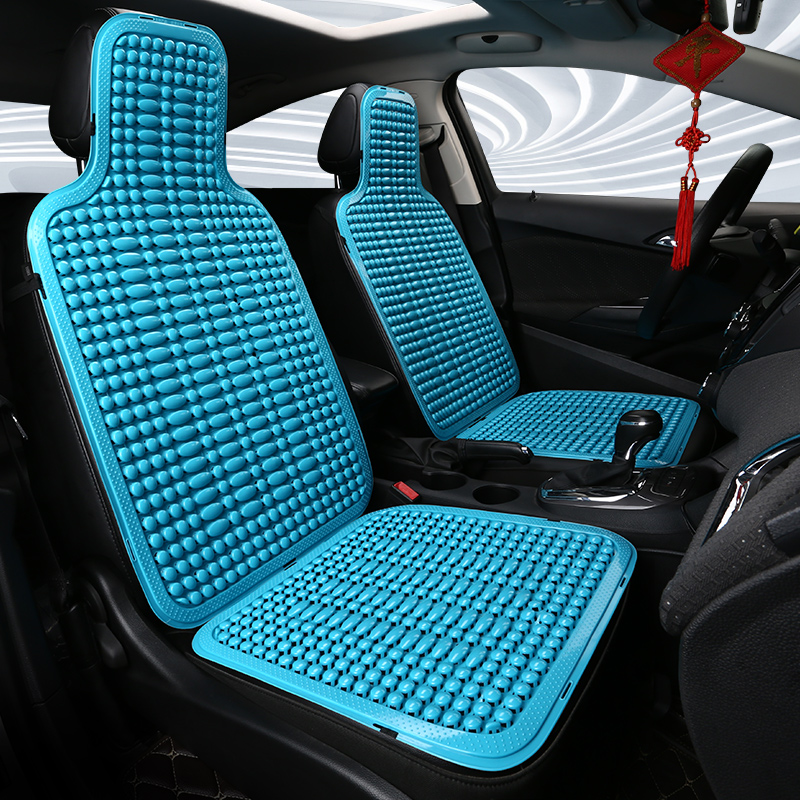 Universal sommer autostol kølig pude pvc beaded massage automobil stolebetræk med blød taljemåtte åndbar holdbar 1 stk.
