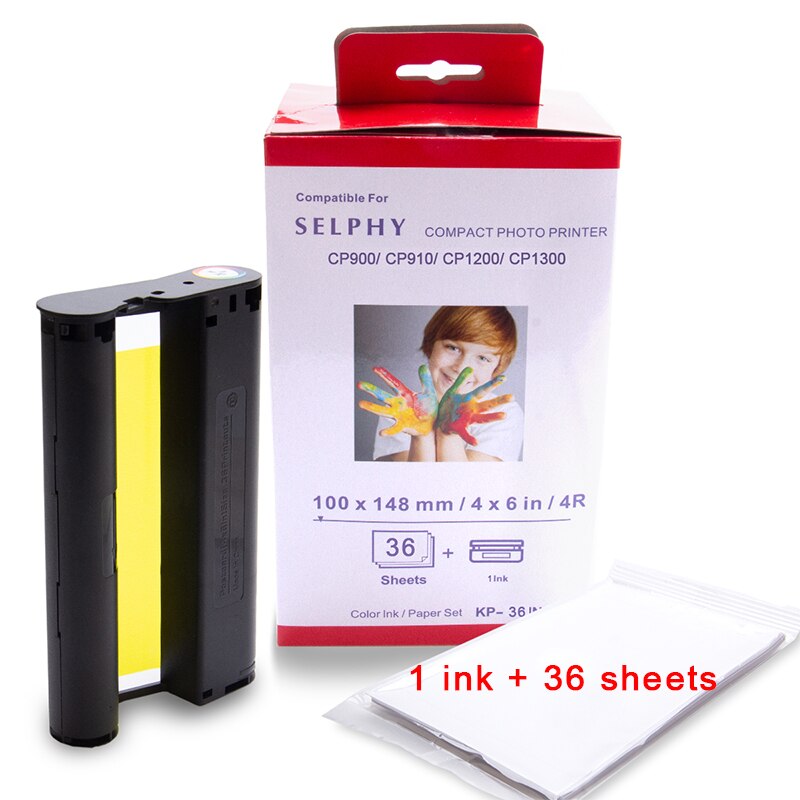 UniPlus KP 108IN Farbe Tinte Patrone für Kanone Selphy cp1300 cp1200 Label Drucker Foto Papier Set 6 zoll Tinte für selphy KP36IN: 1 set