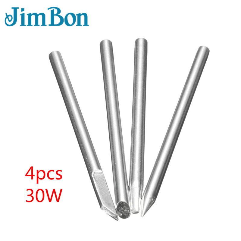 JimBon 4 stuks 30W Vervangbare Soldeerbout Tips 3mm Schacht Voor 30W Solder Irons voor Lassen gereedschap