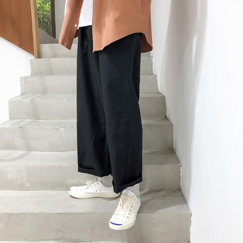 Brede ben bukser mænd kvinder streetwear hip-hop fritidsbukser japansk elastik talje løs jord farve baggy jogger mænd tøj