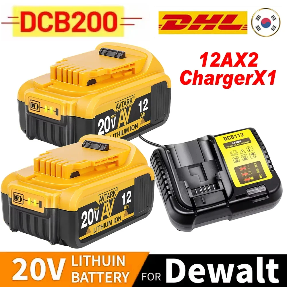 100% Original 12000mAh 20V for Dewalt Power Tool Battery DCB206 20V 12.0Ah Battery DCB206 20V Battery DCB205 DCB200 DCB204-2