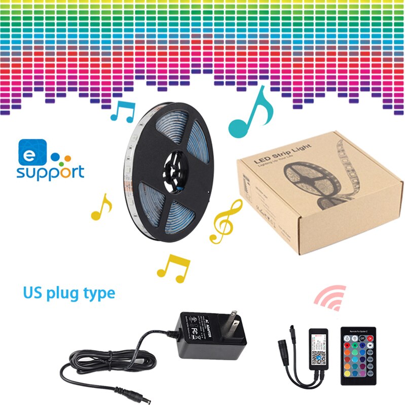 Ewelink Domotica Smart Home Led Light Strip Dimbare Waterdichte Flexibele Rgb Strip Verlichting Werkt Met Alexa Google Thuis: 5M With US adapter