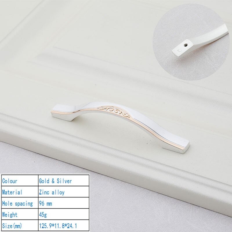 High Grade European Style Silver Kitchen Cabinet Handles Drawers Wine Cabinet Bedroom Interior Door Handle Drawer Flush Handles: 2259-96mm
