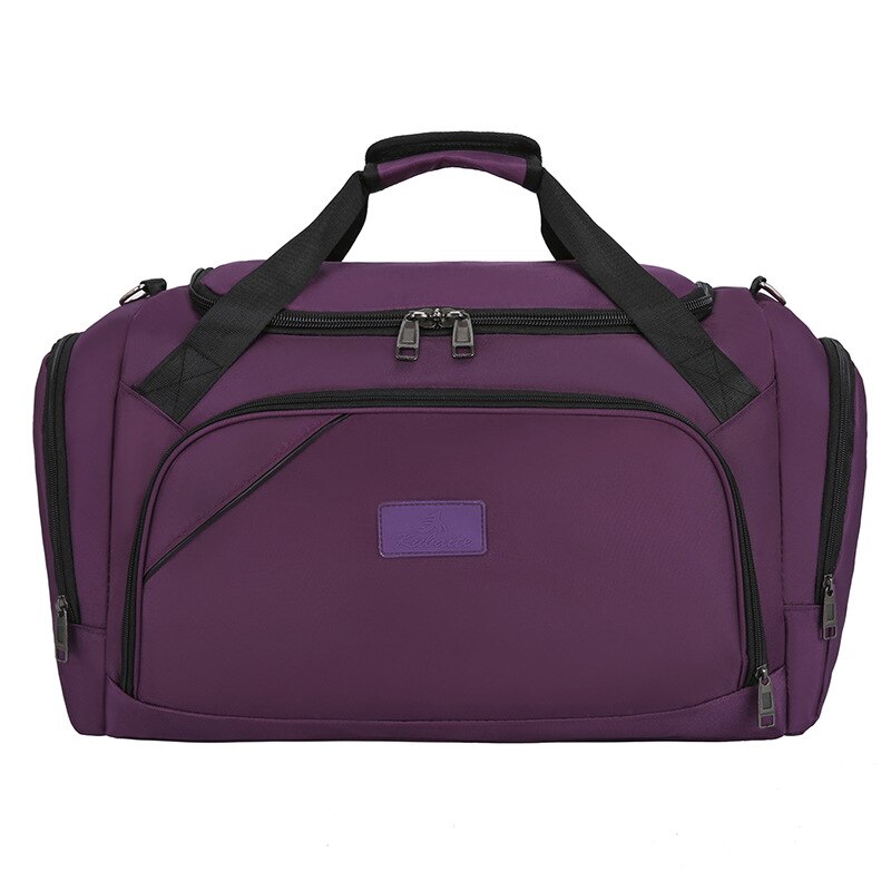 Unisex Reistas Grote Capaciteit Draagbare Handtassen Nylon Schoudertassen Casual Duffel Effen Bagage Tassen Sporttas XA415F: Purple