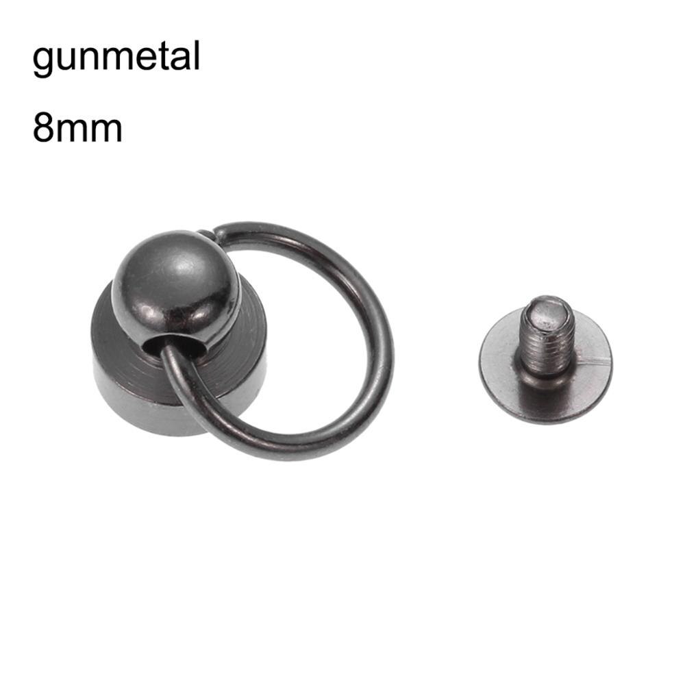 10 piezas de remache giratorio, botón de Metal, cabeza de anillo redondo, tornillo trasero, artesanía de cuero, remache de clavos de latón: 8mm gunmetal