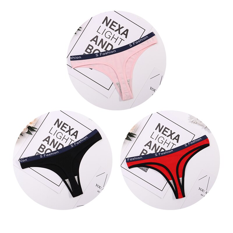 Sexy g-streng bomull dame truser truser t rygg undertøy sømløs string bikini lav midje thong dame 3 stk: 1 / Xl