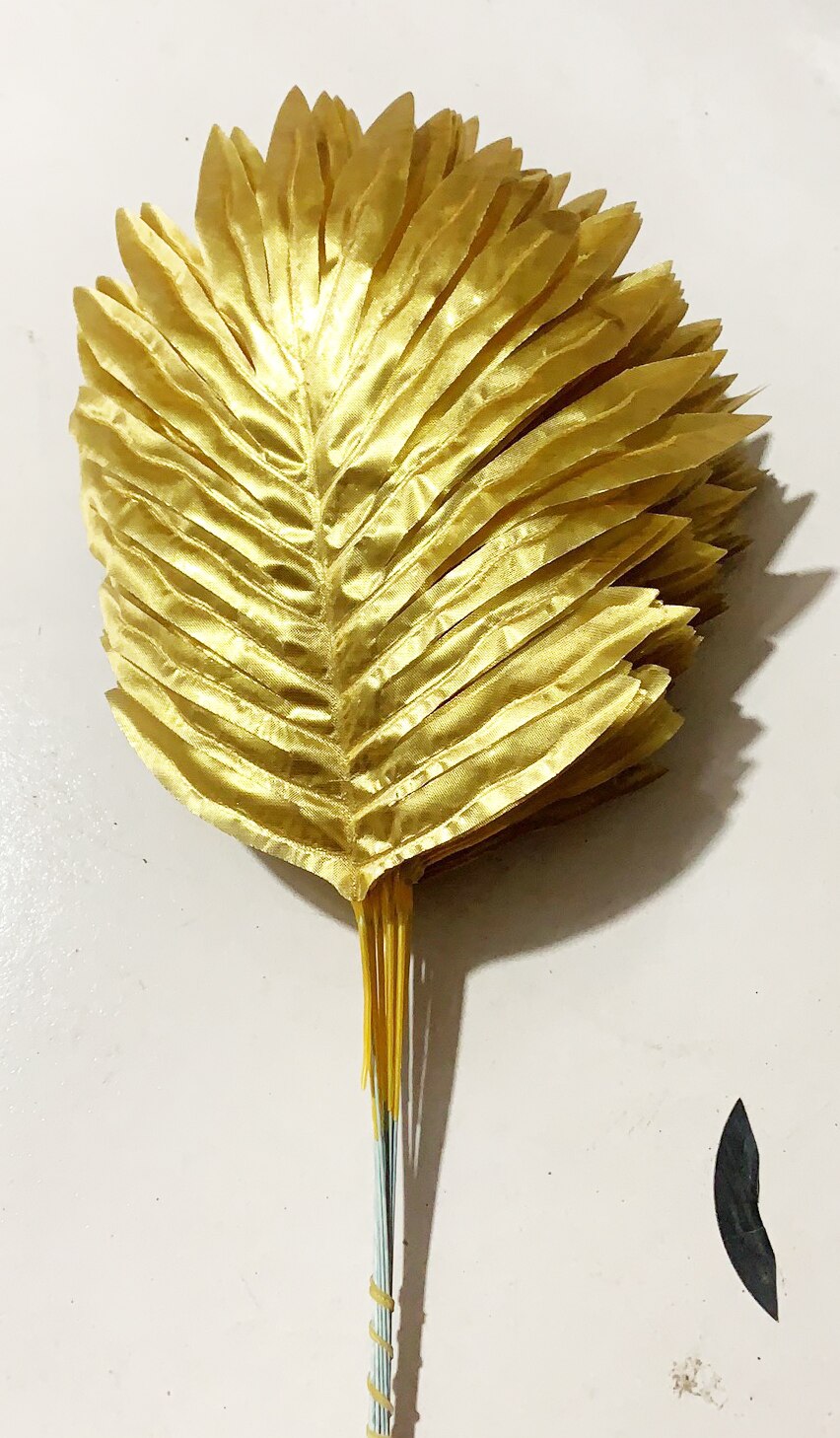 6 stk kunstige blade tropiske palmeblade simuleringsblade til luau temafest dekorationer gør-det-selv hjem havedekoration fotorekvisitter: Guld 3