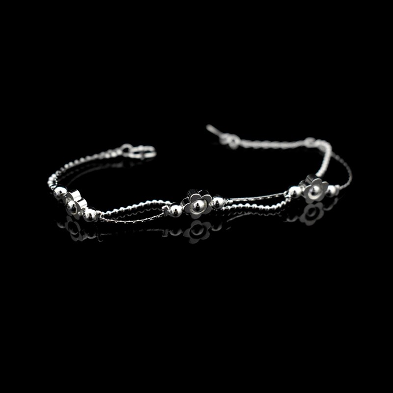 New Fashion Plum Blossom Del Braccialetto Del Pendente 925 Sterling Silver Doppio Strato Catena di Lucky Fiore Braccialetti Con Ciondoli Monili Delle Donne del Regalo