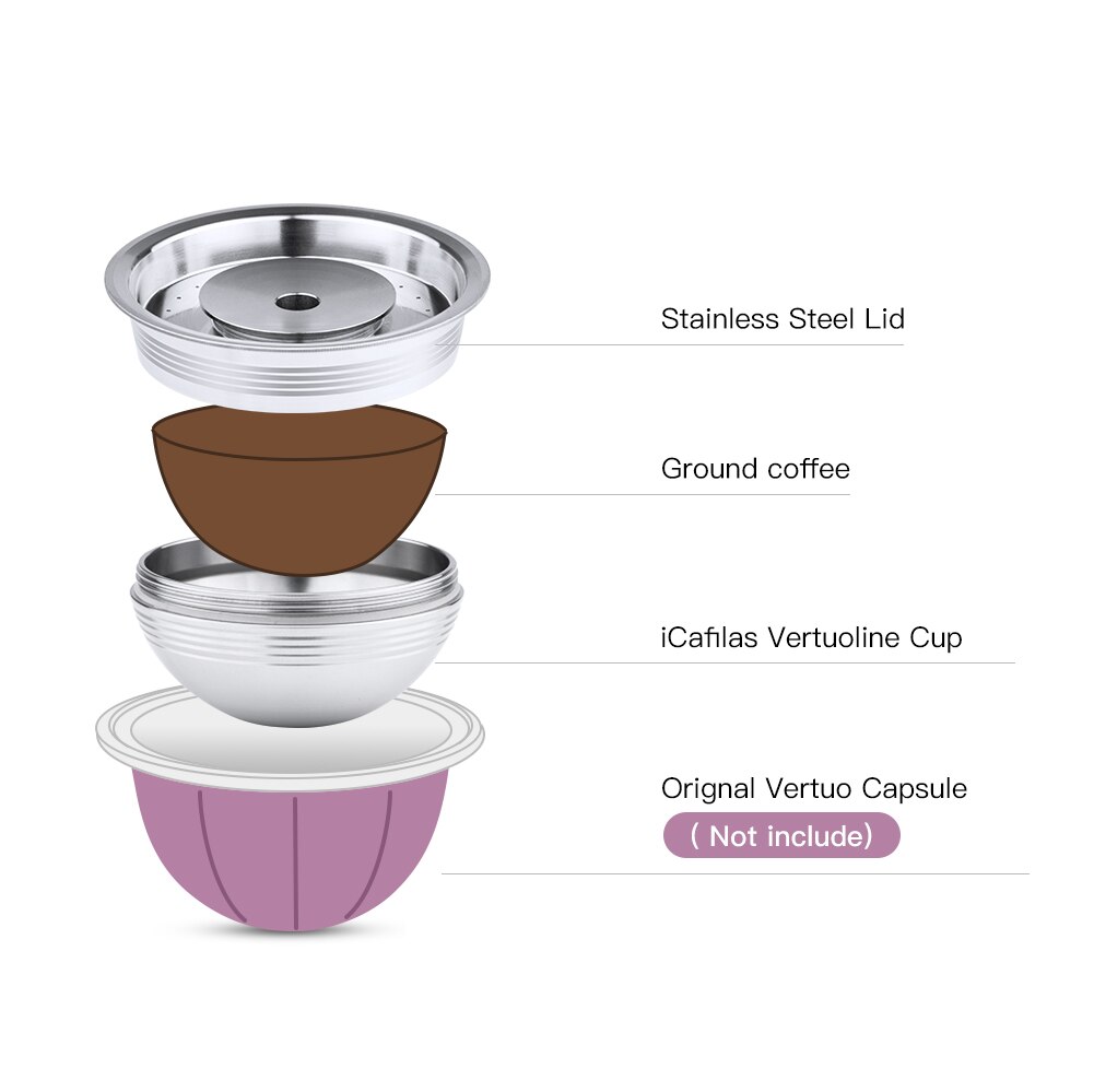 RECAFIMIL Wiederverwendbare Kapsel Für Nespresso Vertuo Nächsten Kaffee Filter Espresso Vertuoline Barista Accesorios Stahl Schote Große Tasse
