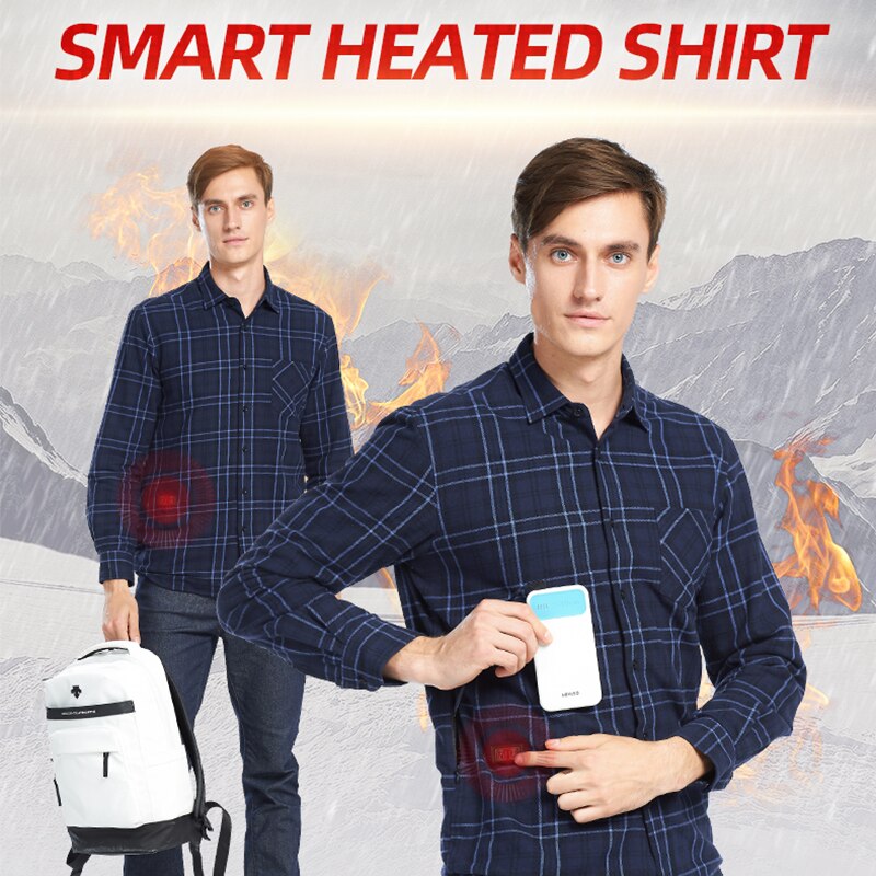 Snowwolf Business Casual Thermal Shirt USB Battery Heated Cardigan Men&#39;s Heated Shirts