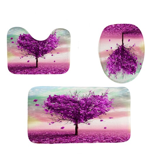 3 pièces/ensemble salle de bain rideau de bain ensembles rideau de douche tortue de mer impression Durable imperméable tapis de couverture de toilette tapis antidérapant: 3pcs Mat Set D
