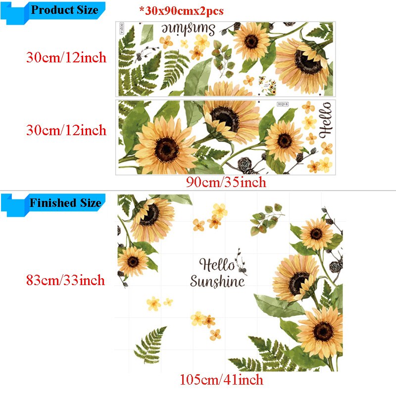 Wall Stickers Flowers for Living Room Home Wall Decorations Sunflower Decals Posters Self-adhesive Vinyl Wallpaper Murals