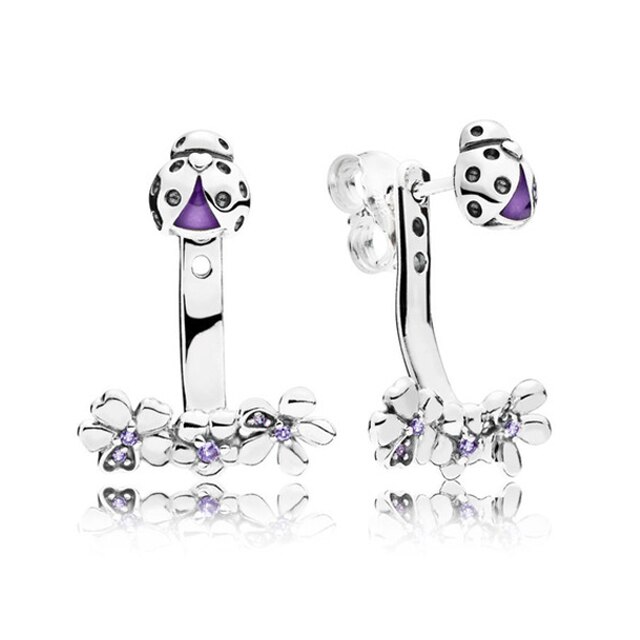 Originele 100% 925 sterling zilveren pandora oorbellen met kristallen luxe oorbellen voor vrouwen fee zirkoon veer pentagram oorbellen: 297123 nlc