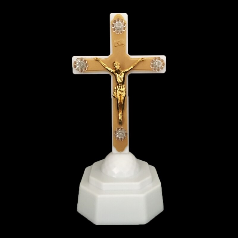 Led Licht Christus Jezus Lcon Kruis Thuis Kerk Bid Ornamenten Kerk Souvenirs QX2E: Goud