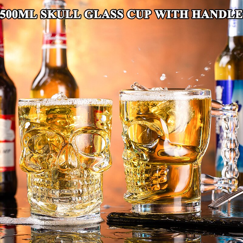 500ml kreatywny czaszka piwo kubek z uchwytem lampka robić wina kubek kubek gotycki dla domu Barware Drinkware Whisky szklanka w formie czaszki woda pitna