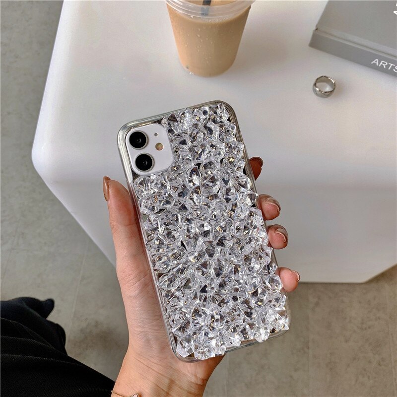 Transparent Crystal Rhinestone Diamond Bling Silicone Case For iphone 11 pro max SE X XS XR 7 8 Plus Soft TPU Cover: For iPhone 11 6.1