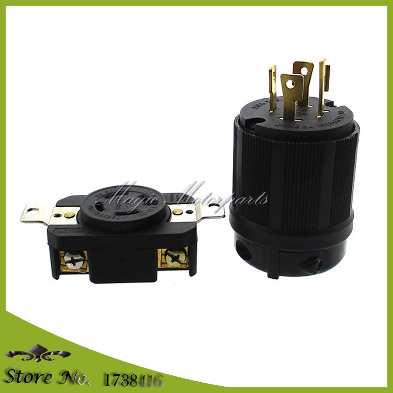 Generator Receptacle Twist Lock 20A 20AMP 125/250V NEMA L14-20R &amp; L14-20P 4 Prong Locking Plug 20A 125/250V UL Approval