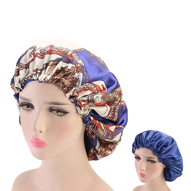 Elastische Band Motorhaube Frauen Doppel Schicht Seidige Durag Headwrap Haar Band Welle Nacht Kappen Blumen Salon Hütte Turban Haar Schmuck: style2