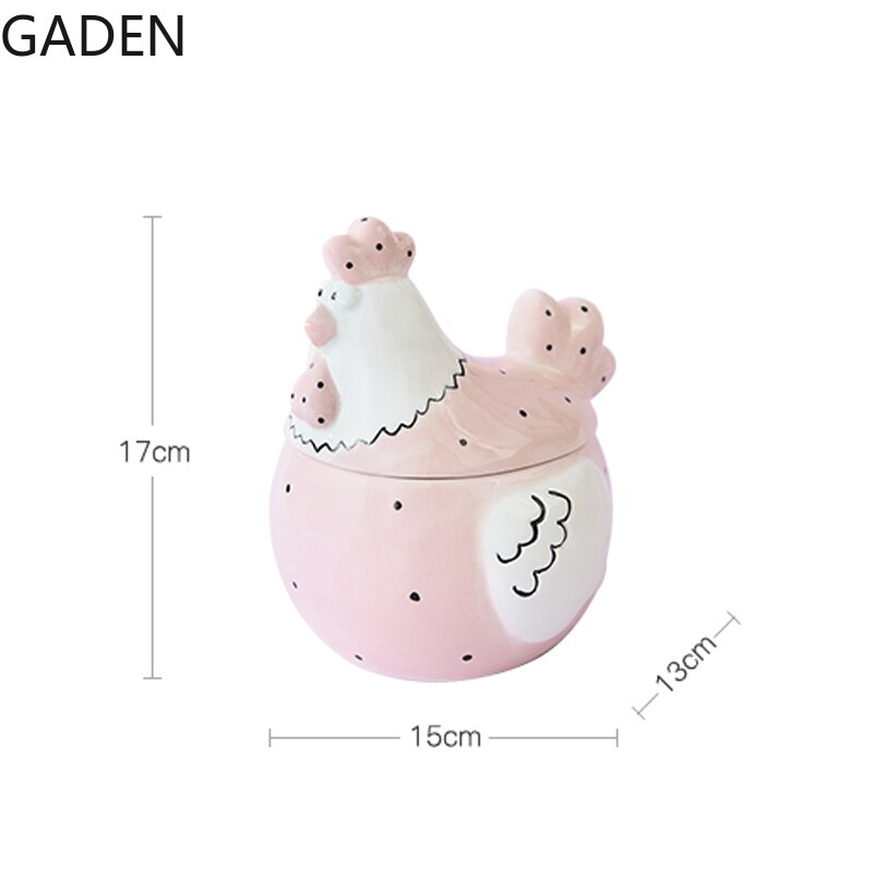 Cute Garden Chicken Storage Jar Cartoon Pink Storage Ornaments Ceramic Living Room Home Decoration Jar Kitchen Storage