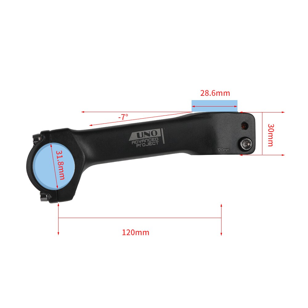 UNO Brand Ultralight Bike Stem -7 Degree MTB Road Bicycle Stem 31.8mm 70-120mm Cycling Pars Bicycle Handlebar Extender Bike Stem