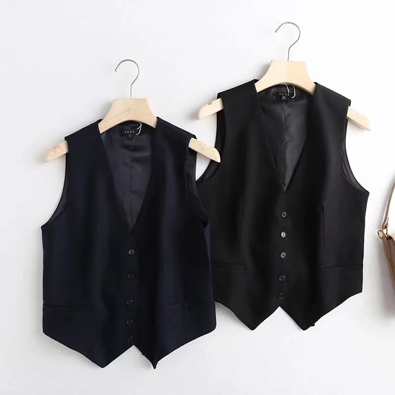 Gilet pour femme de bureau délavé style anglais, à la et simple