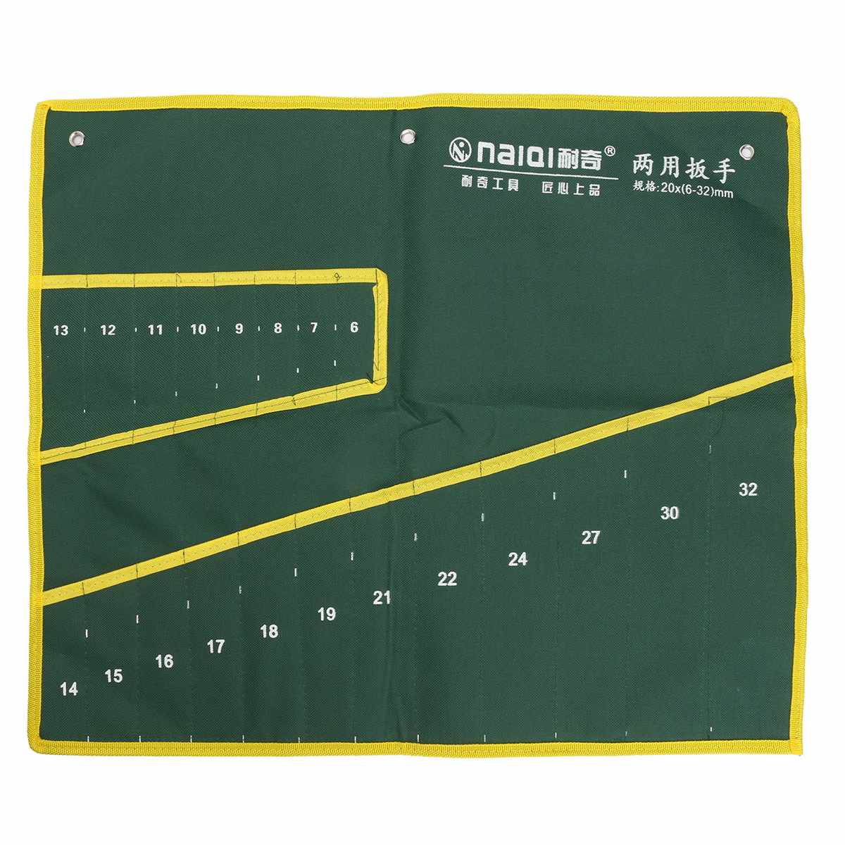 10/14/20 Pockets Double Opening Offset Ring Spanner Kit Case Tool Bag Spanner Wrench Roll Up Storage Organizer Bag Pouch: 20 Pockets