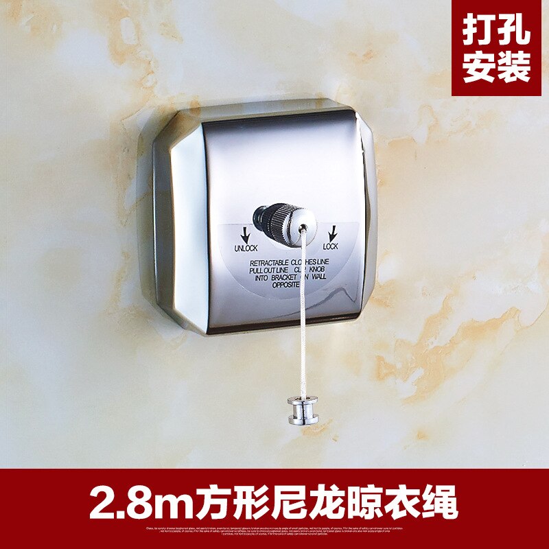 Clothes Line Retractable 304 Stainless Bathroom Hotel Clothes Artifact Invisible Clothes Hanger Hanging Rope Drying Rack: Square 2.8m