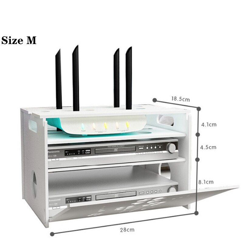 Smile Cat Pattern Wireless Wifi Router Box PVC Wall Shelf Hanging Plug Board Bracket Storage Box EUROPE Style Storage Boxes Bins: 3 layers