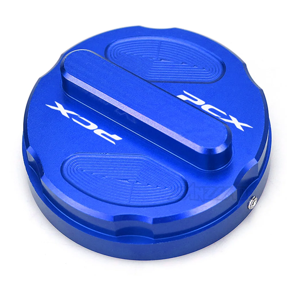PCX cubierta de tanque de combustible de motocicleta tapa de caja de gasolina accesorios de aluminio CNC para Honda PCX 125 150 160 200 EV HP MPG PCX160-CBS 18-21: Azul